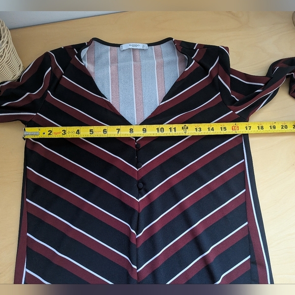MANGO Striped Short Women Dress Long Sleeve Size 4 Red And Black Color - Picture 8 of 9
